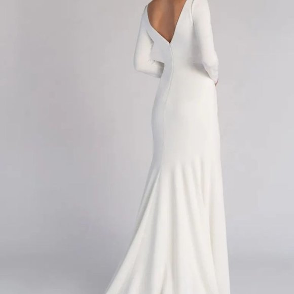Jenny Yoo Sabel Wedding Gown Size 2 and 6 Crepe Long Sleeve - Picture 2 of 11